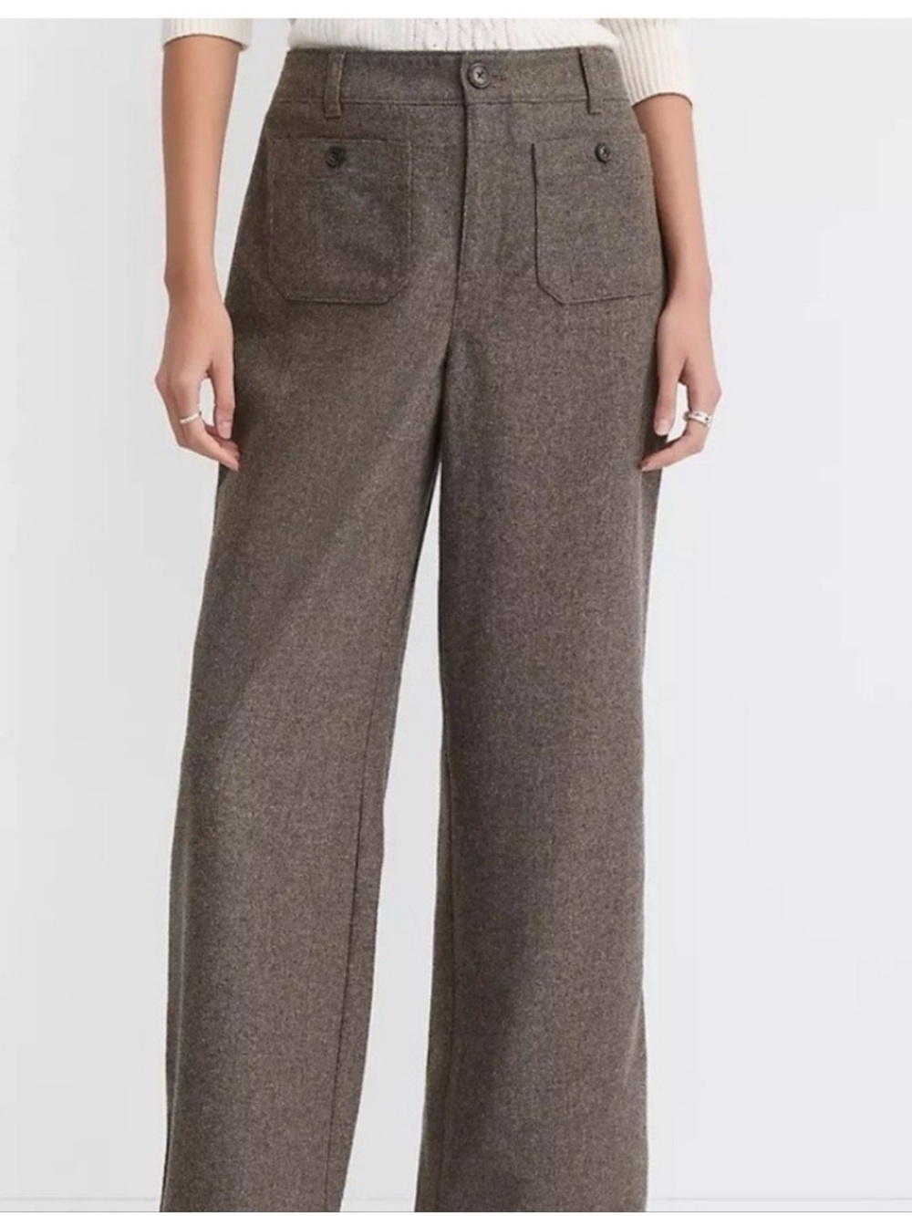 Loft The Palmer Wide Leg Trouser Pants High Rise Grey Size 10 Petite NWT